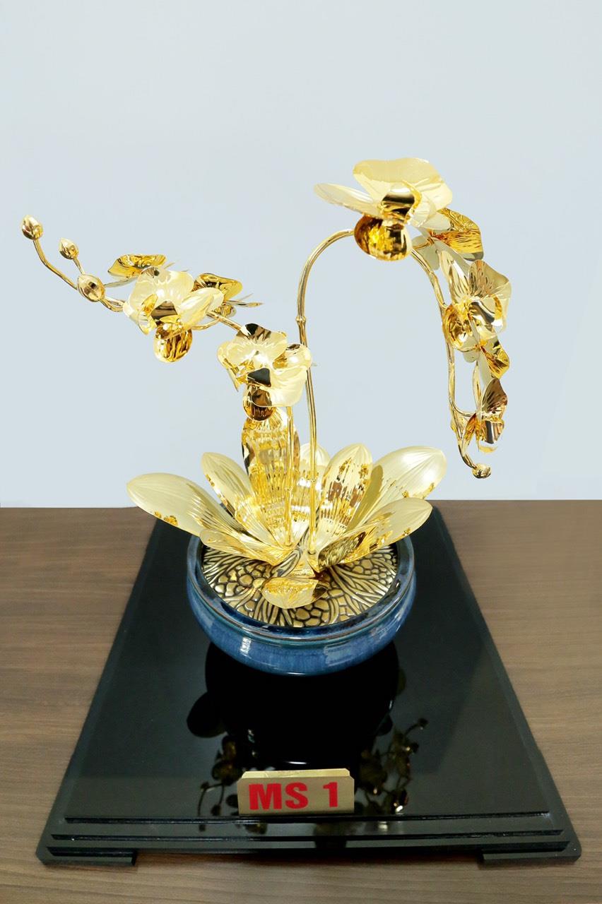 Chậu lan Hồ Điệp bằng đồng mạ vàng