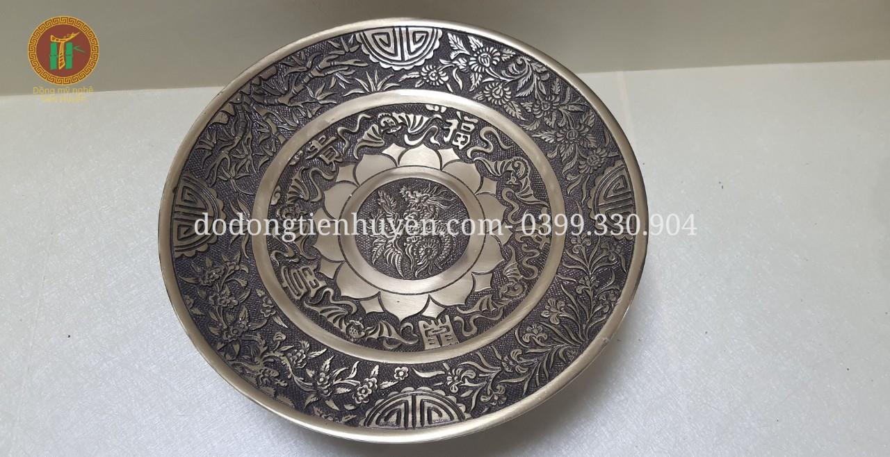 Mâm bồng bằng đồng giả cổ 30cm