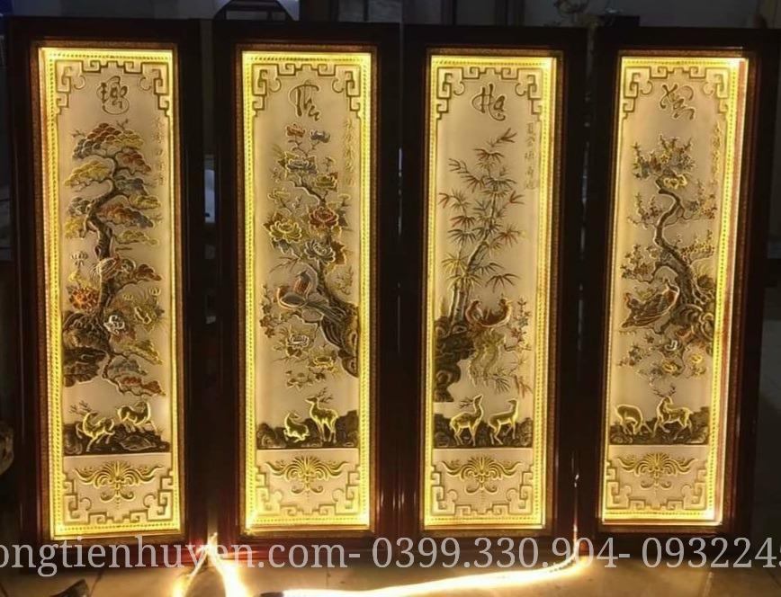 Tranh tứ quý bằng đồng giả cổ